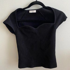 Aritzia Babaton Sculpt Knit Sweetheart T-Shirt, Black, Size M